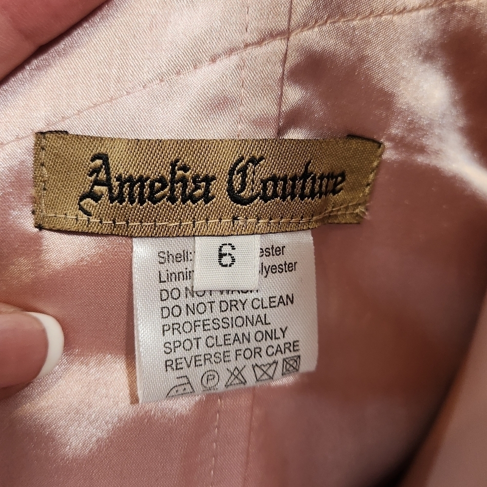 Amelia Couture 366 Beautiful Elegant Long Sleeveless Rose Gold dress Sz 6 - Picture 12 of 13